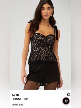 ASTR Donne Lace Corset Top Black Size Small